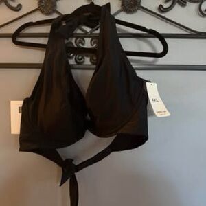 Elegant Black Halter Bathing Suit Top